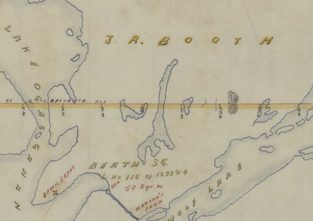 Plan of Barnet & Mackie's Timber Limits on River Kipawa . - Échelle [1:63360]. 1 mille au pouce . - 1870 - 1 carte(s) : n&b ; 60 x 75 cm - BANQ P228,S1,P45